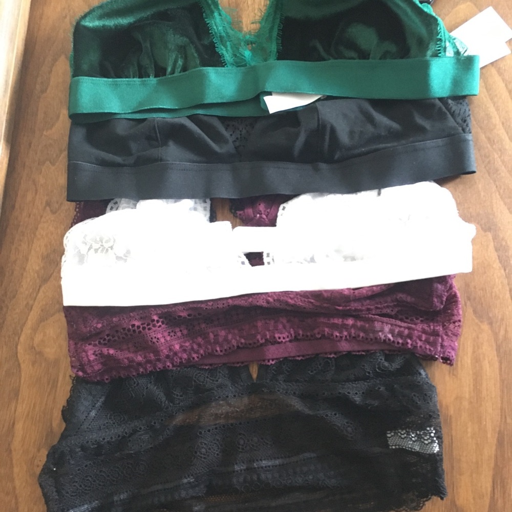 5 bralette bras - fits small, xs, 32-34 A-C cup